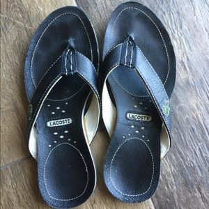 Lacoste women’s leather flip flops
